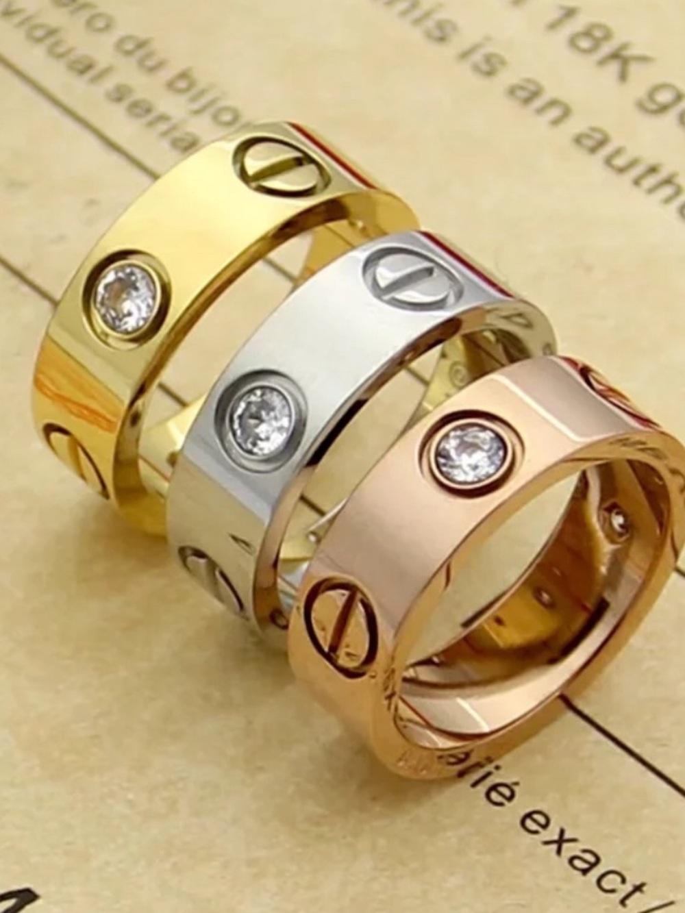Love Screwdriver Gold Ring Nail Stones